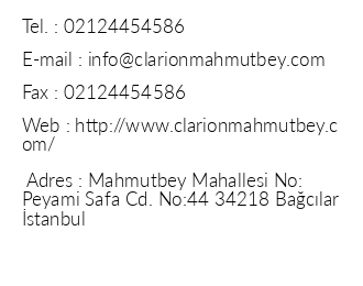Clarion Hotel stanbul Mahmutbey iletiim bilgileri